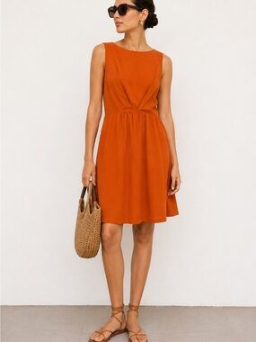 MAX&Co. 100% Silk Sleeveless Dress – Burnt Orange | Size US 10
